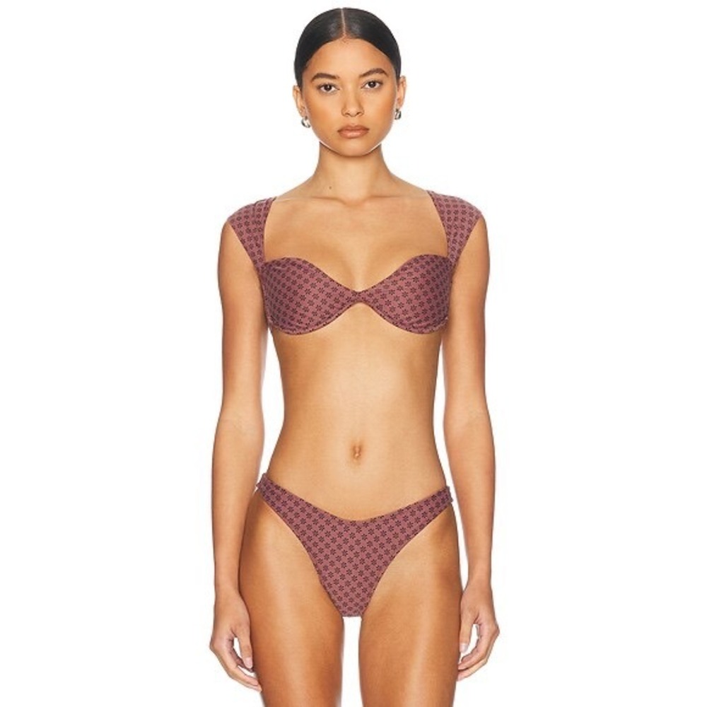 Tropic of C Bella Bikini Set Women L Daisy Driftwood Underwire Vacation Earthy